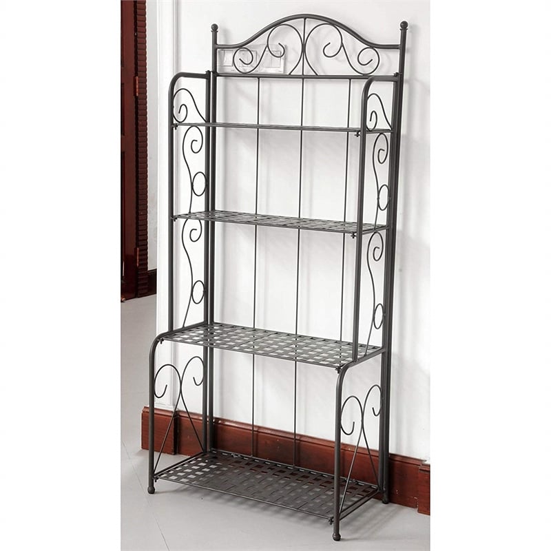 International Caravan Mandalay 4 Tier Iron Bakers Rack in Matte Brown