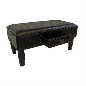 Faux Leather Storage Bench in Dark Cho..