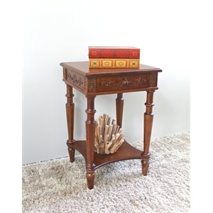 International Caravan Windsor Square End Table in Walnut Stain