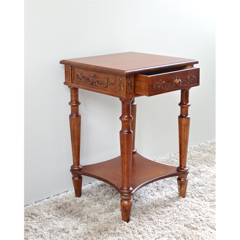 International Caravan Windsor Square End Table in Walnut Stain