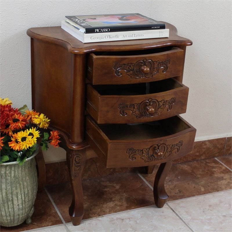 International Caravan Windsor 3 Drawer End Table in Walnut Stain