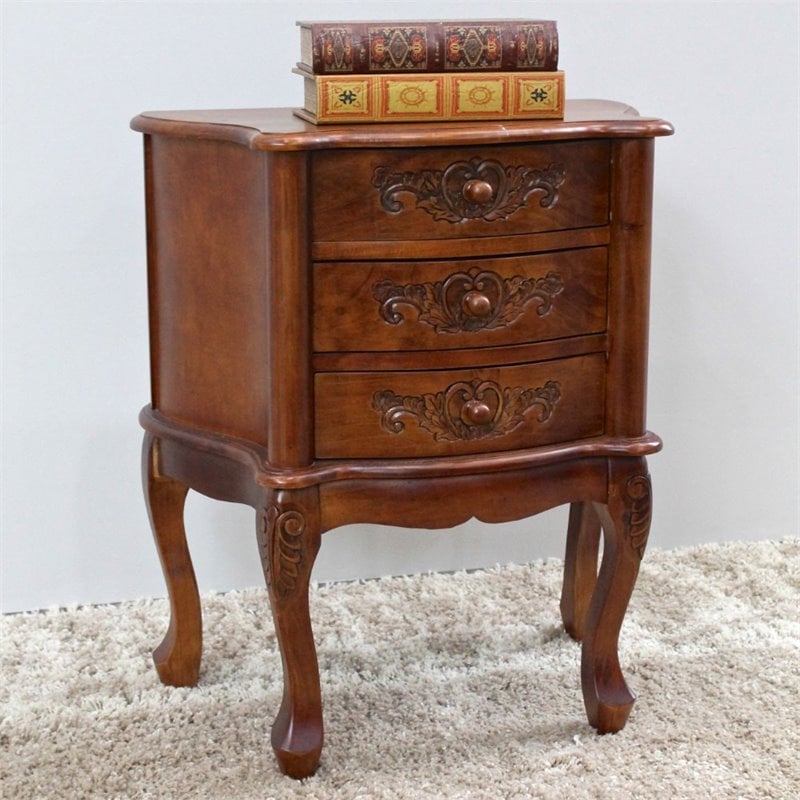 International Caravan Windsor 3 Drawer End Table in Walnut Stain