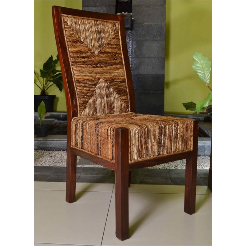 Dallas Abaca Weave Dining Chair with Mahogany Hardwood in Salak Brown