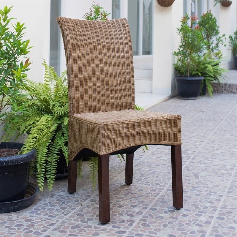 International Caravan Campbell Rattan Wicker Stained Dining Chair