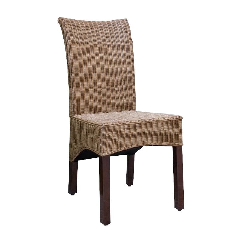 International Caravan Bali Campbell Rattan Wicker Stained Dining Chair (Set of 2)