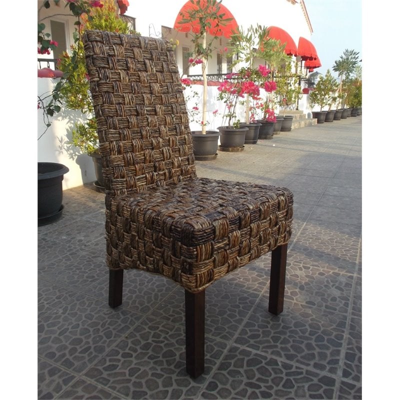 International Caravan Bali Victor Woven Abaca Dining Chair (Set of 2)