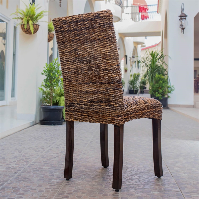 International Caravan Bali Louisa Woven Abaca Cushion Dining Chair