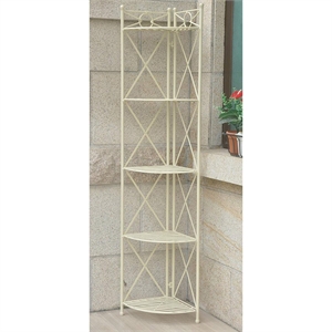 International Caravan Artica 5 Tier Iron Corner Bakers Rack in White
