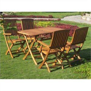 International Caravan Almeria 5 Piece Wood Patio Dining Set in Natural
