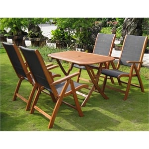 International Caravan Tordera 5 Piece Wood Patio Dining Set in Natural