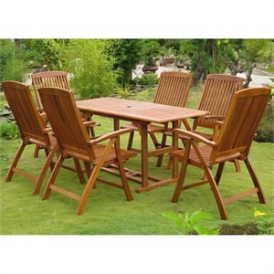 International Caravan Guissona 7 Piece Wood Patio Dining Set