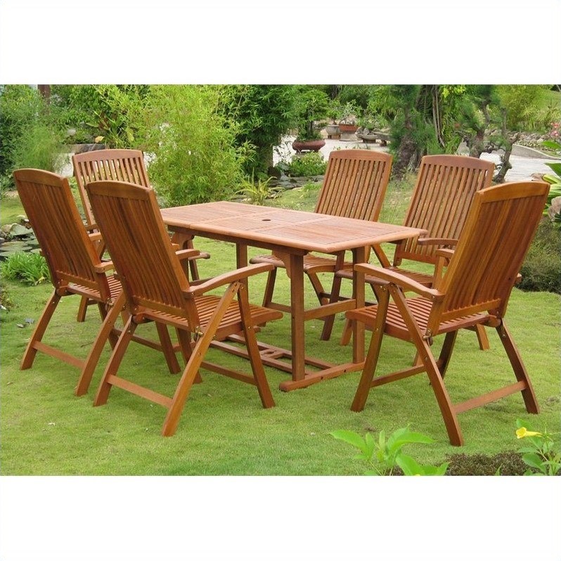 International Caravan Guissona 7 Piece Wood Patio Dining Set ...