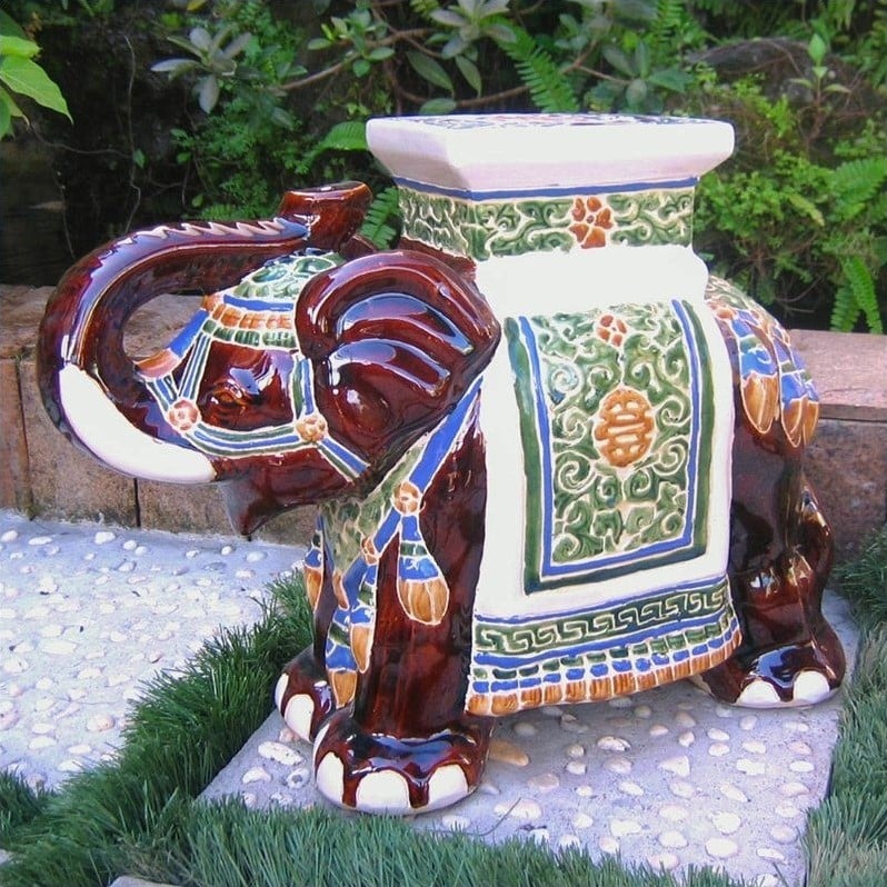 International Caravan Bombay Large Stool in Brown