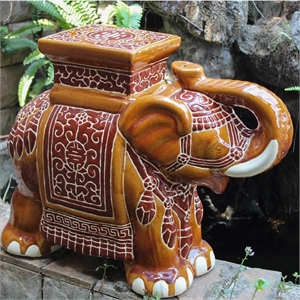 International Caravan Bombay Large Stool in Falling Brown