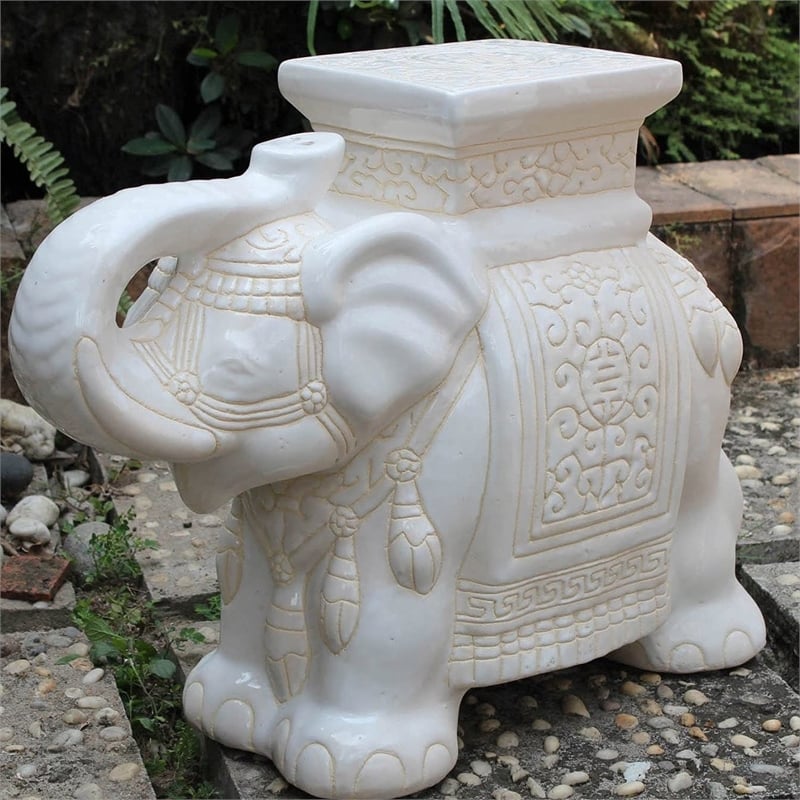 International Caravan Bombay Large Stool in Falling Brown