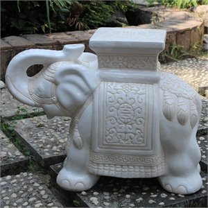 International Caravan Bombay Large Stool in White Wash