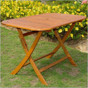 International Caravan Rectangular Folding Table in Natural Stain