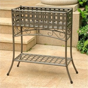 International Caravan Mandalay Iron Potting Bench in Matte Brown