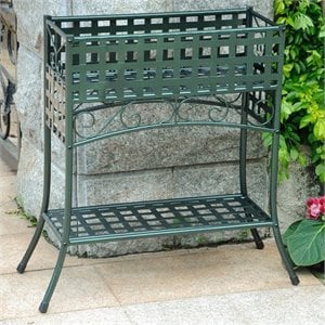 International Caravan Mandalay Iron Potting Bench in Verdi Gris