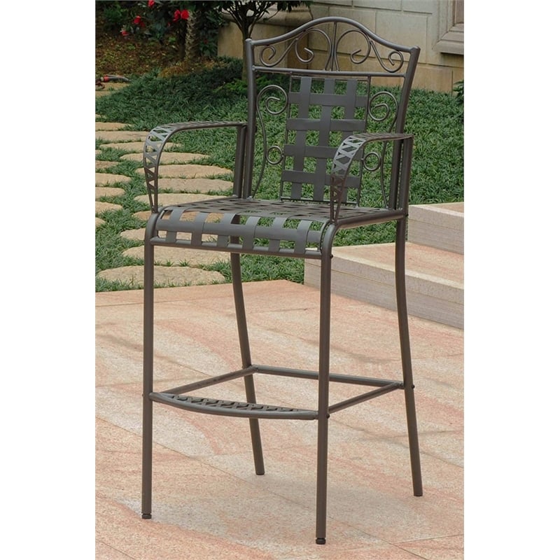 International Caravan Mandalay 3 Piece Iron Patio Pub Set in Brown