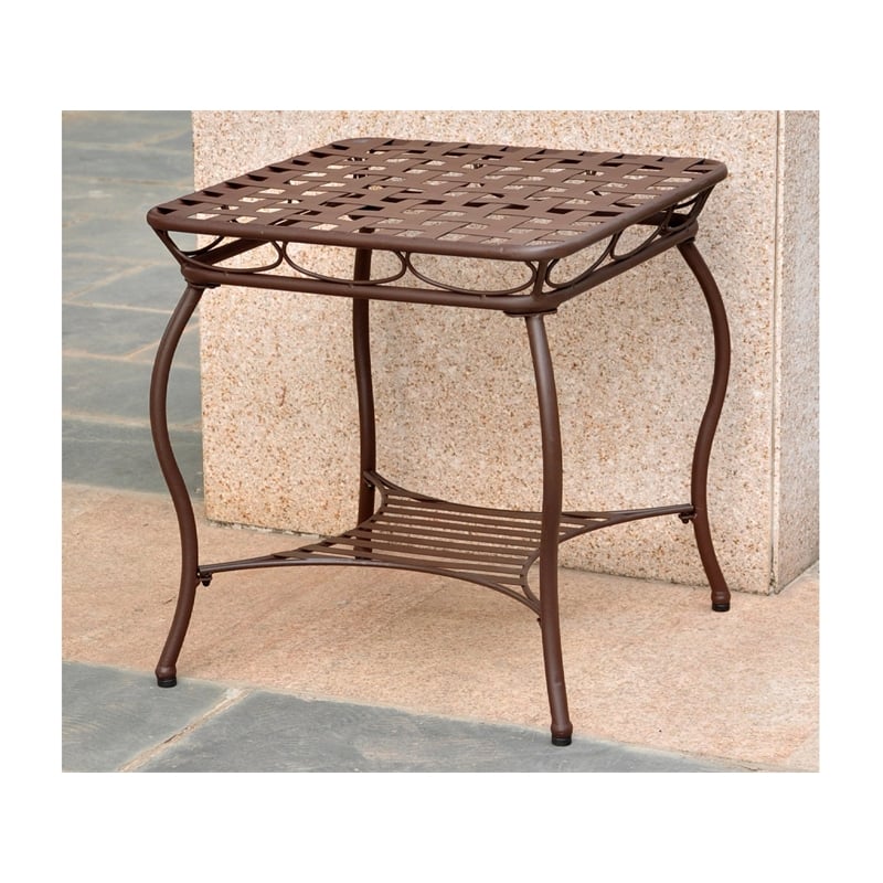 International Caravan Santa Fe Iron Patio End Table in Matte Brown