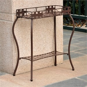 International Caravan Santa Fe Iron Potting Bench in Matte Brown