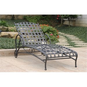 international caravan santa fe iron patio chaise lounge in black