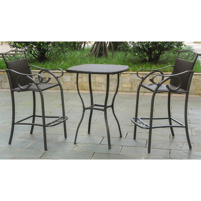 International Caravan Valencia 3 Piece Patio Pub Set in Chocolate