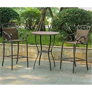 International Caravan Valencia 3 Piece Patio Pub Set in Antique Brown