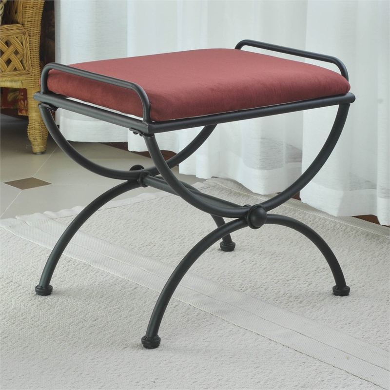 International Caravan Cambridge Iron Vanity Bench in Saddle Brown