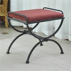 International Caravan Cambridge Iron Vanity Bench in Saddle Brown