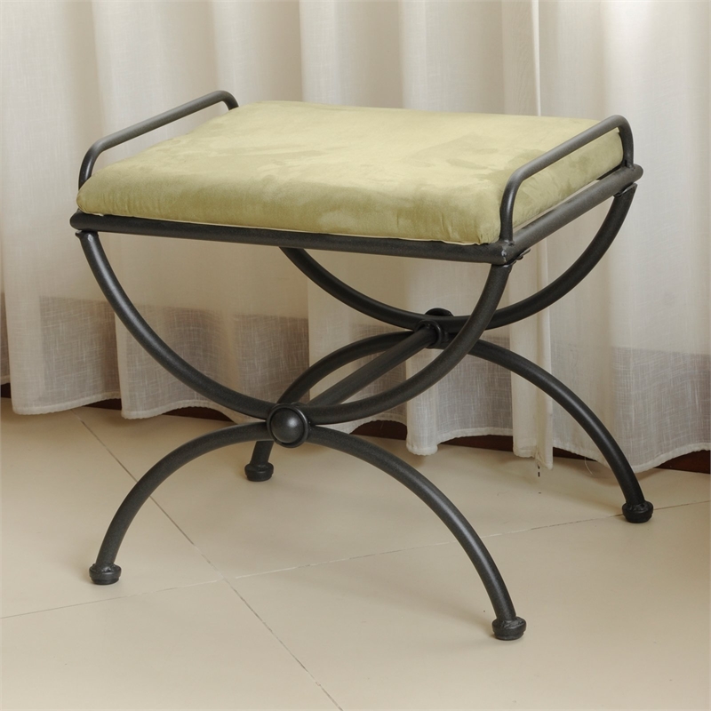 International Caravan Cambridge Iron Vanity Bench in Saddle Brown