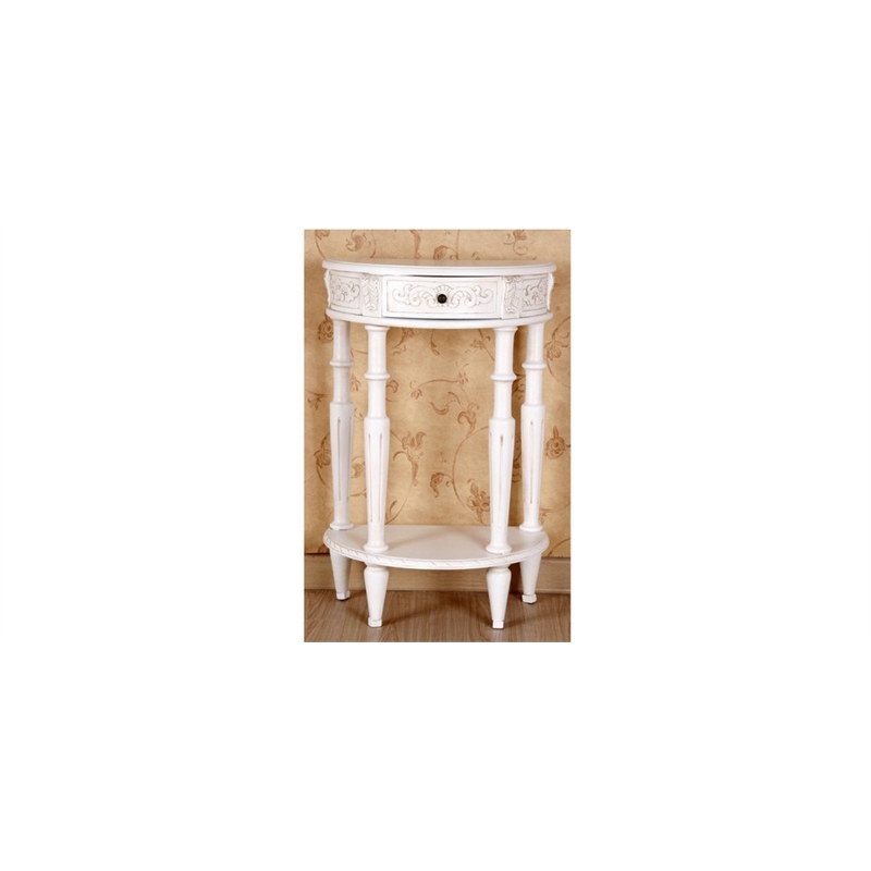 International Caravan Windsor Half Moon Console Table in Antique White