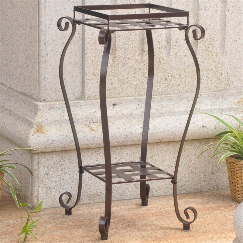 International Caravan Mandalay Iron Plant Stand in Bronze