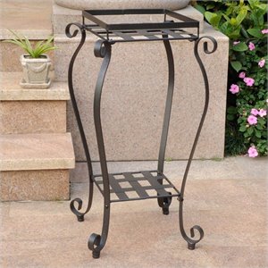 International Caravan Mandalay Iron Plant Stand in Antique Black