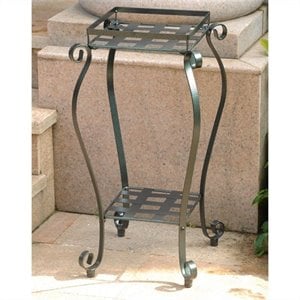 International Caravan Mandalay Iron Plant Stand in Verdi Gris