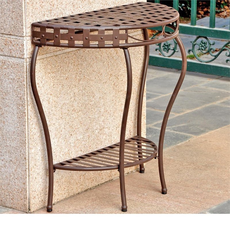 Santa Fe 2-Tier Iron Patio Console Table