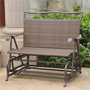 International Caravan Valencia Patio Glider Loveseat in Antique Brown