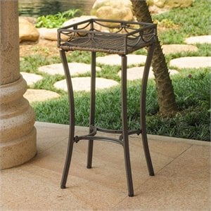 International Caravan Valencia Resin Wicker Plant Stand in Antique Brown