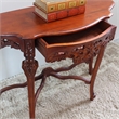 International Caravan Windsor Hand-Carved Half Moon Wood Console Table in Walnut