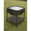 International Caravan Chelsea Glass Top Patio End Table in Black