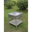International Caravan Chelsea Glass Top Patio End Table in Moss