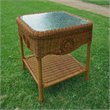 International Caravan Chelsea Glass Top Patio End Table in Mocha