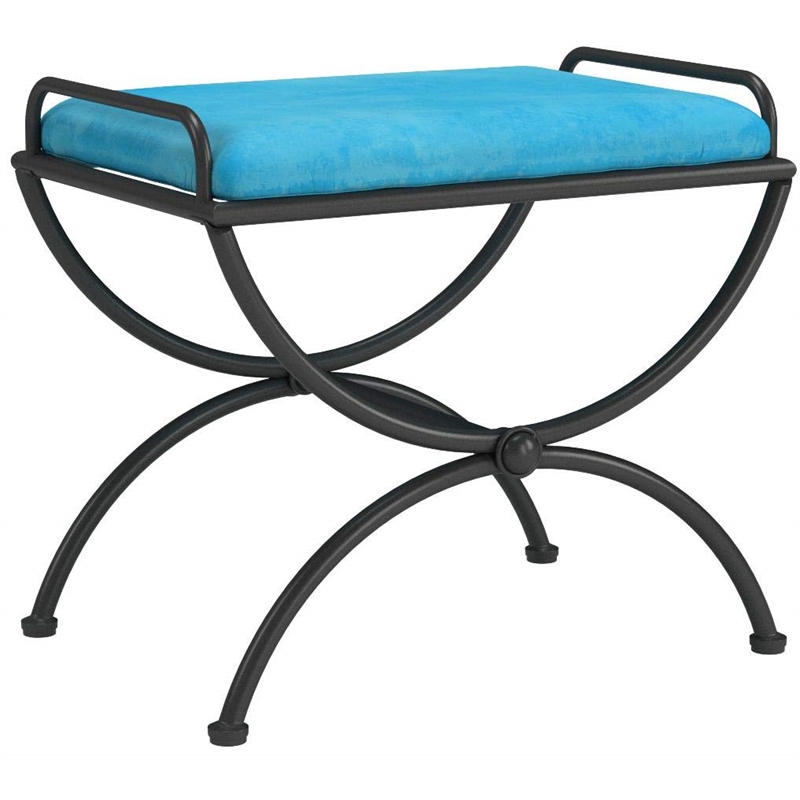 International Caravan Cambridge Iron Vanity Bench in Aqua Blue