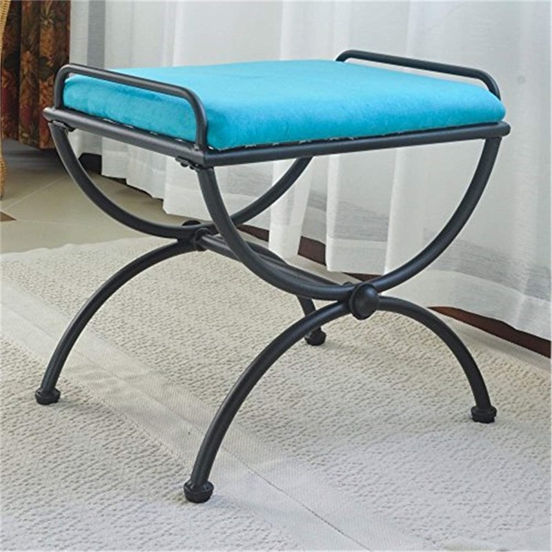 International Caravan Cambridge Iron Vanity Bench in Aqua Blue