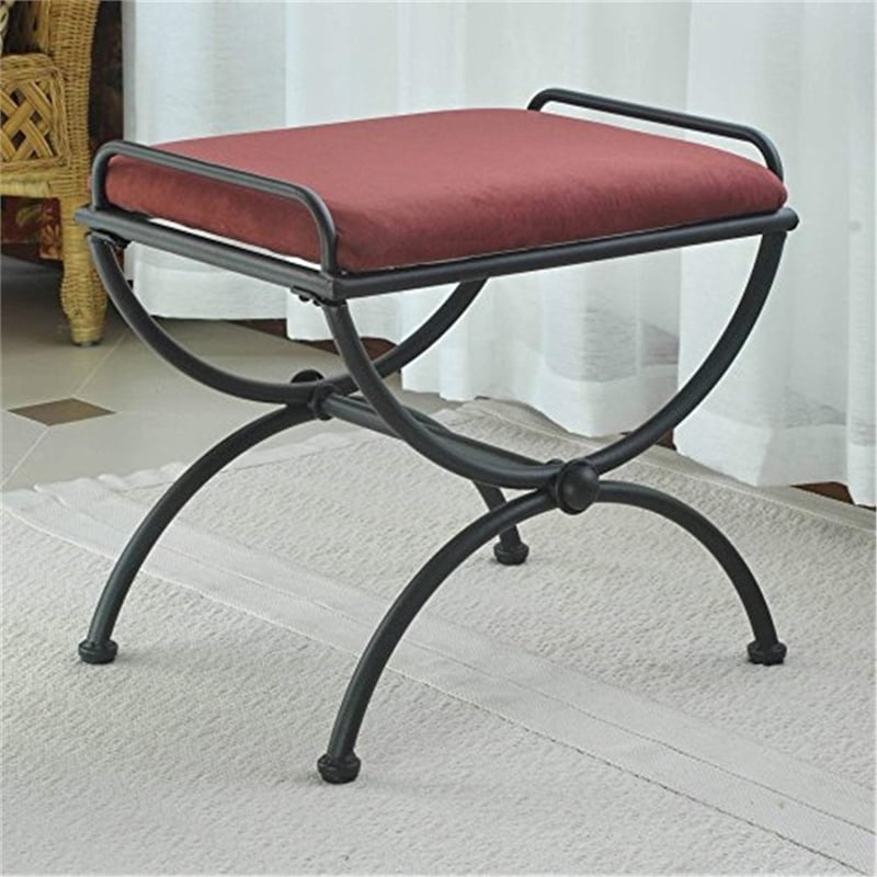International Caravan Cambridge Iron Vanity Bench in Red Wine