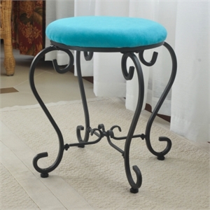 International Caravan Cambridge Round Vanity Stool in Aqua Blue