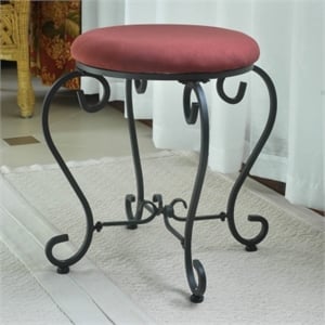 International Caravan Cambridge Round Vanity Stool in Red Wine