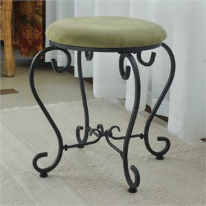 International Caravan Cambridge Round Vanity Stool in Sage