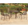 International Caravan Mandalay 5 Piece Iron Patio Dining Set in Brown